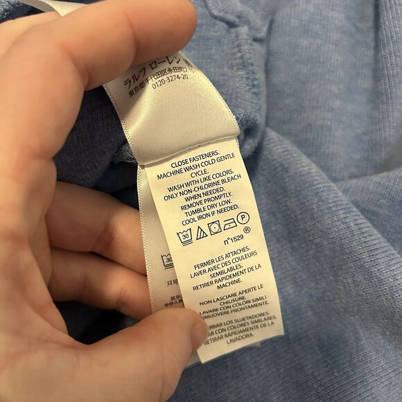 Polo Ralph Lauren Quarter Zip Pullover Light Blue 100% Cotton - Mens XL - Picture 12 of 13